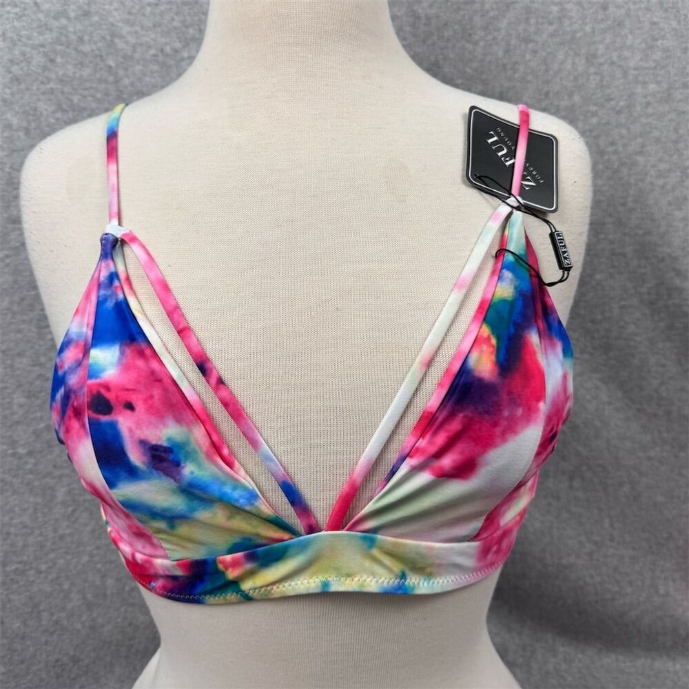 Zaful Women's Tie Dye Lace-Up Bikini Set High-Leg Size 4 Multicolor - Picture 2 of 11